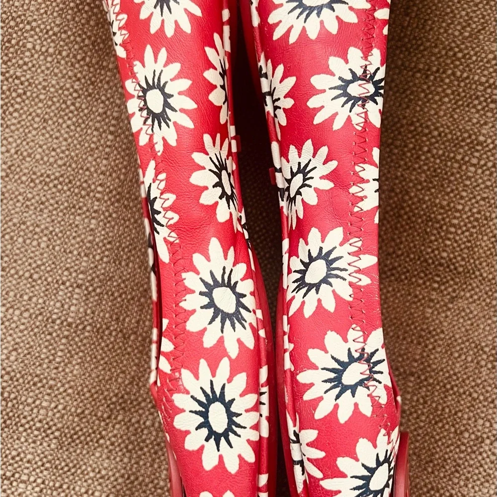 Tory Burch Red Floral Ballerina Flats - Picture 3 of 5